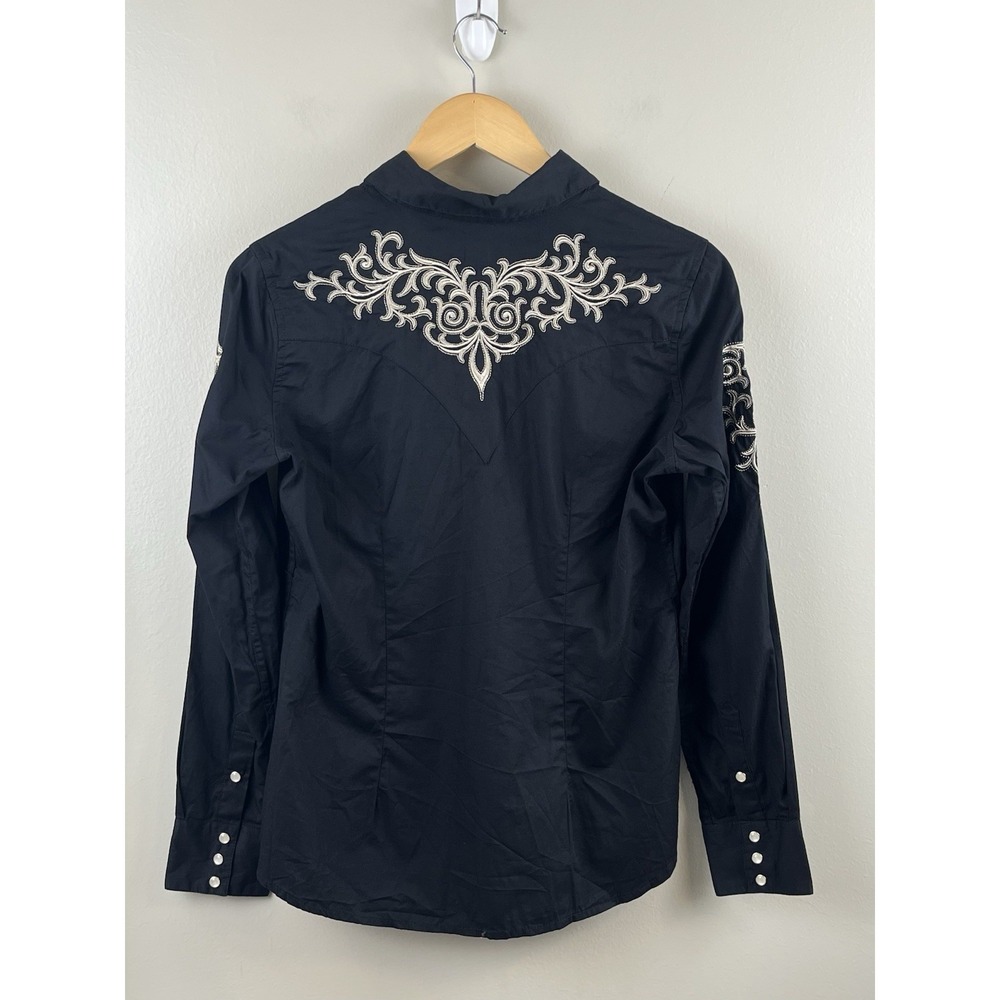 Panhandle Slim Western Cowboy Pearl Snap Embroidered Rodeo Shirt S‎